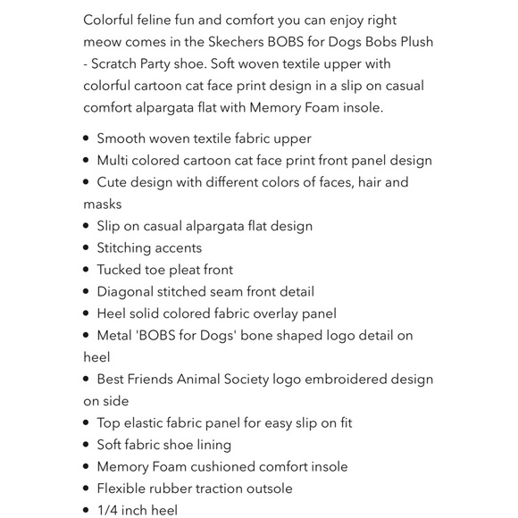 SKECHERS BOBS Cat Kitten Print Flat Shoe Size 8 - Picture 9 of 10